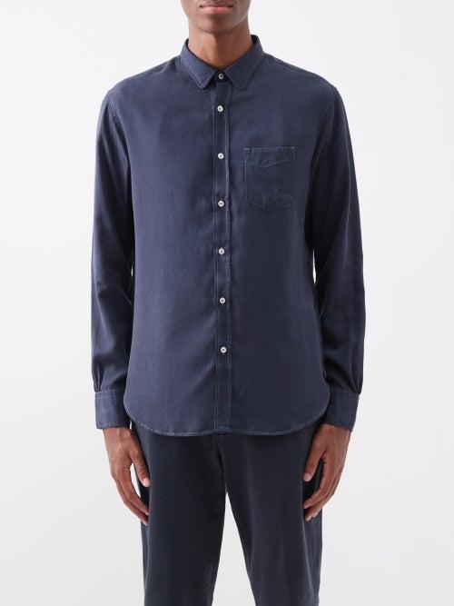 Officine Gnrale - Lipp Patch-pocket Tencel Shirt - Mens - Navy