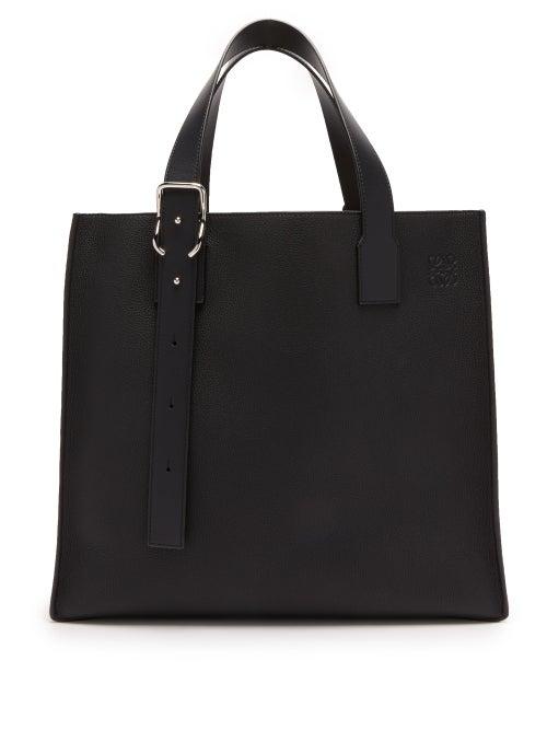 Matchesfashion.com Loewe - Buckle Grained Leather Tote Bag - Mens - Black