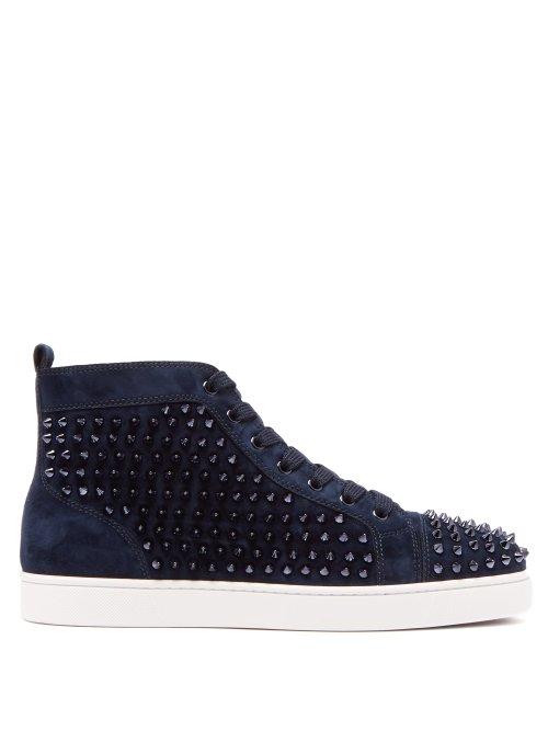 Matchesfashion.com Christian Louboutin - Louis Spiked Leather High Top Trainers - Mens - Blue
