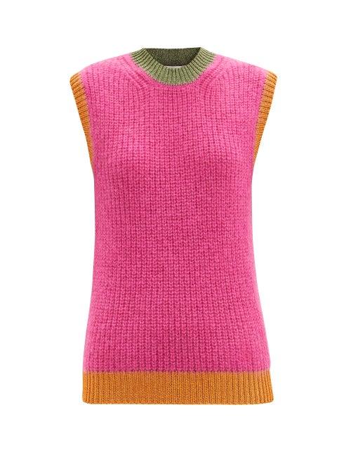 Matchesfashion.com Valentino - Logo-embroidered Ribbed Mohair-blend Tank Top - Womens - Multi