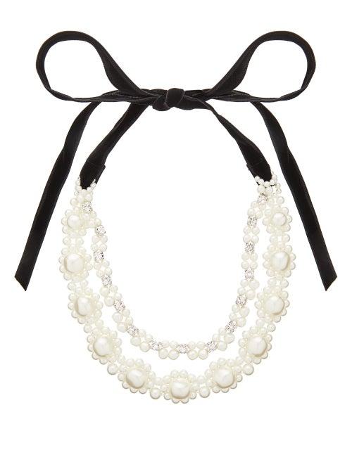 Matchesfashion.com Simone Rocha - Floral Faux Pearl And Crystal Necklace - Womens - Pearl