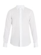 Giorgio Armani Point-collar Herringbone Cotton Shirt