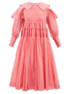 Matchesfashion.com Molly Goddard - Bertha Smocked Organza Dress - Womens - Pink