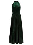 Matchesfashion.com Raquel Diniz - Giovanna Halter Neck Velvet Dress - Womens - Dark Green