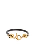 Alexander Mcqueen Skull And Twisted-leather Bracelet