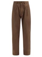 Matchesfashion.com E. Tautz - Pleated Cotton-twill Chino Trousers - Mens - Brown