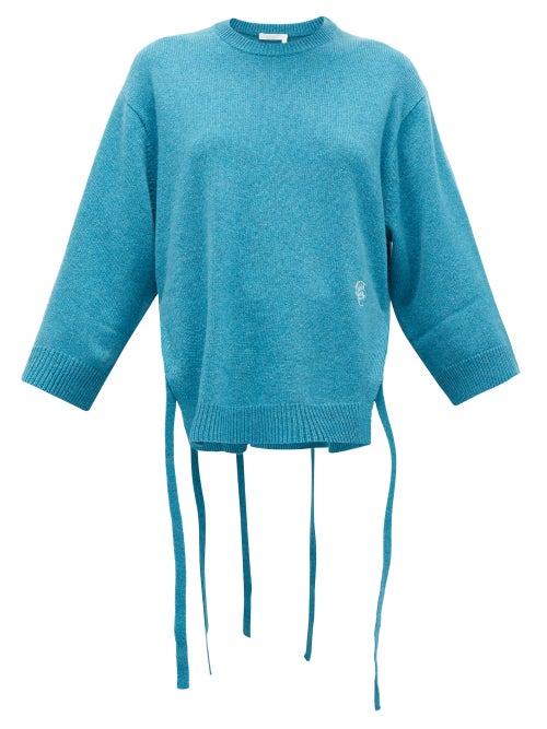 Matchesfashion.com Chlo - Iconic Monogram-embroidered Cashmere Sweater - Womens - Mid Blue