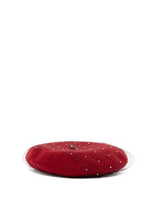 Matchesfashion.com Benot Missolin - Swarovski Crystal Embellished Wool Beret - Womens - Burgundy