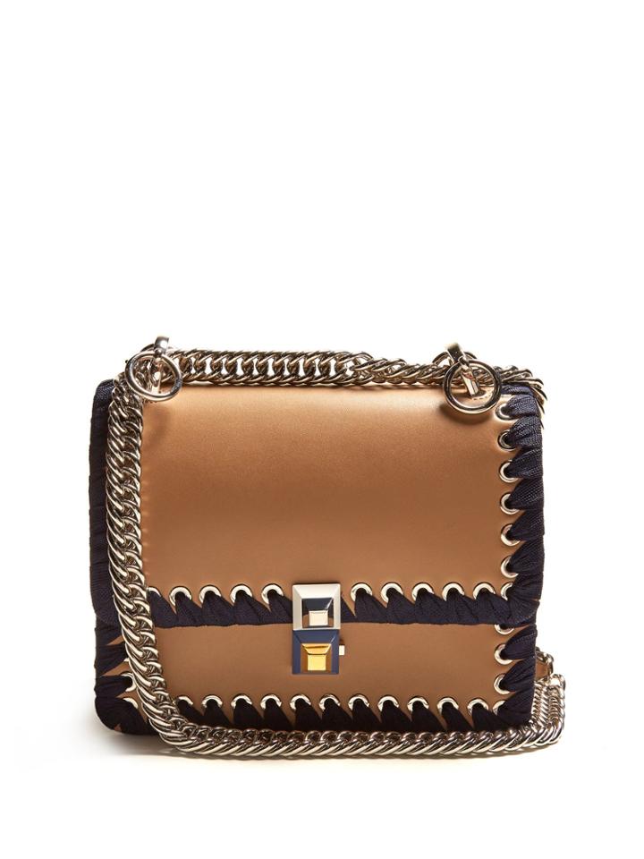 Fendi Kan I Small Whipstitched Leather Cross-body Bag
