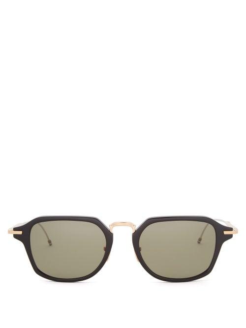 Thom Browne - Square Acetate And Titanium Sunglasses - Mens - Black