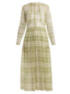 Burberry Adela Scribble Checked Sheer-silk Dress