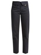 Matchesfashion.com Jean Atelier - Flip Fold Over Pinstripe Jeans - Womens - Black Stripe