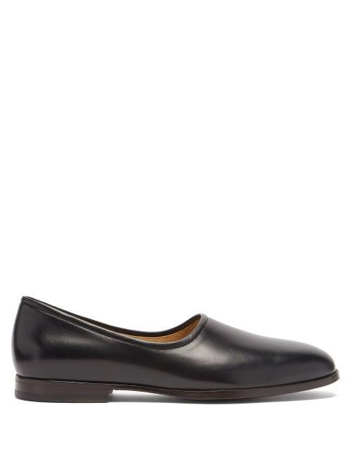 Lemaire - Square-toe Leather Slippers - Mens - Black