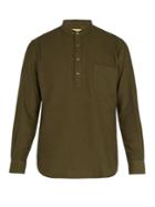 De Bonne Facture Grandad-collar Cotton-flannel Shirt