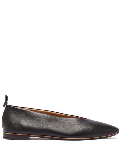 Matchesfashion.com Bottega Veneta - High Vamp Leather Ballet Flats - Womens - Black
