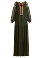 Matchesfashion.com Amanda Wakeley - Gathered Silk Crepe De Chine Maxi Dress - Womens - Khaki