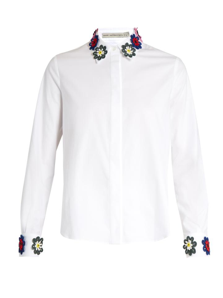 Mary Katrantzou Shane Floral-lace Embellished Collar Shirt