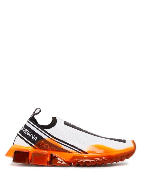 Matchesfashion.com Dolce & Gabbana - Sorrento Logo Jacquard Mesh Trainers - Mens - Black Orange