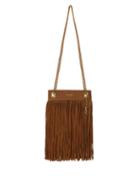 Matchesfashion.com Saint Laurent - Suede-fringed Leather Shoulder Bag - Womens - Brown