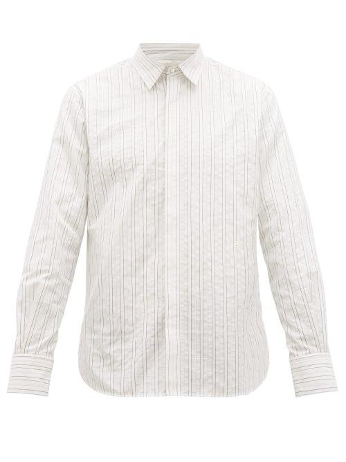 Matchesfashion.com Rochas - Striped Cotton Shirt - Mens - White