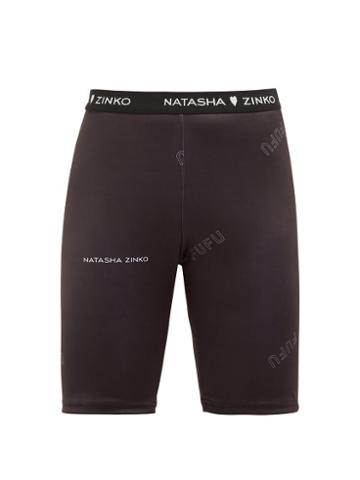 Matchesfashion.com Natasha Zinko - Logo Jacquard Technical Jersey Shorts - Womens - Black