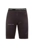 Matchesfashion.com Natasha Zinko - Logo Jacquard Technical Jersey Shorts - Womens - Black