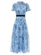 Erdem - Pearline Hogarth Vine-print Silk-voile Dress - Womens - Blue