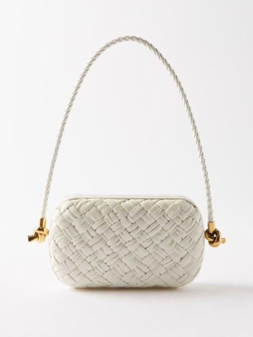 Bottega Veneta - Knot Intrecciato-leather Minaudire - Womens - Cream