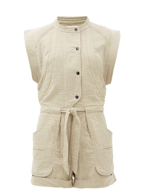 Matchesfashion.com Isabel Marant Toile - Blithe Cotton-blend Cheesecloth Playsuit - Womens - Khaki