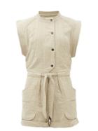 Matchesfashion.com Isabel Marant Toile - Blithe Cotton-blend Cheesecloth Playsuit - Womens - Khaki