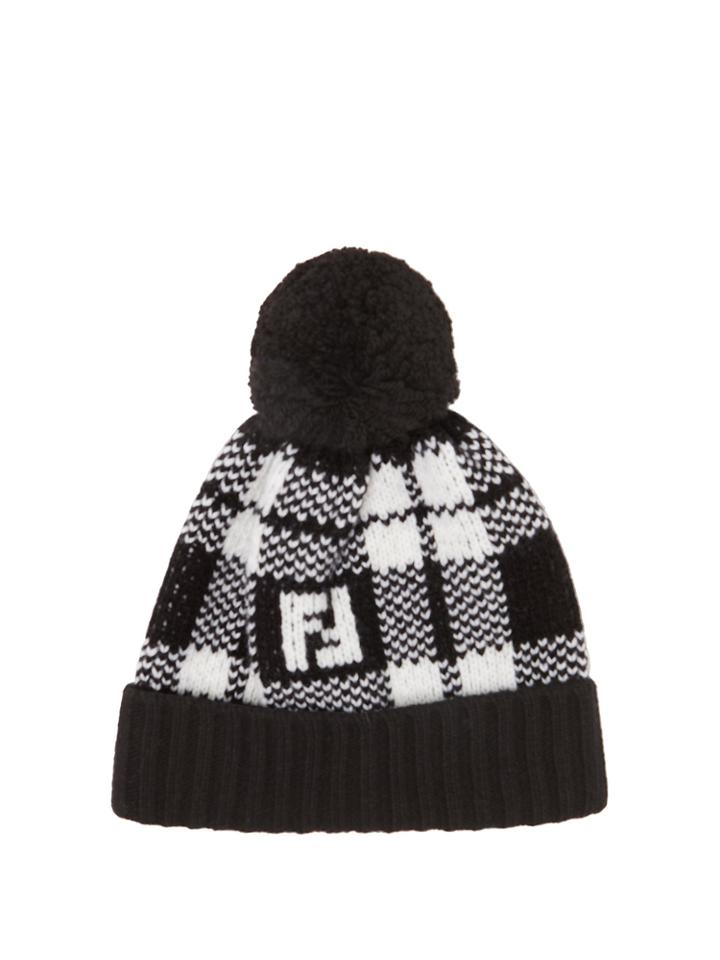 Fendi Ff Tartan Beanie Hat