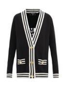 Matchesfashion.com Balmain - Logo-jacquard Striped Wool-blend Cardigan - Womens - Black Multi