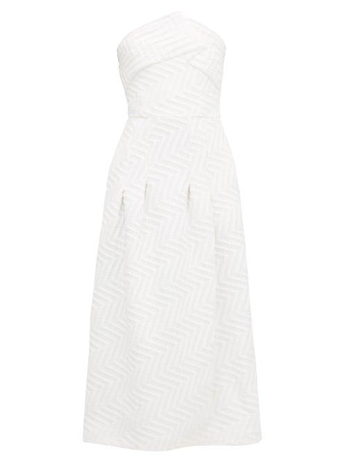 Matchesfashion.com Roland Mouret - Saranda Chevron-quilted Crepe Dress - Womens - White