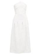 Matchesfashion.com Roland Mouret - Saranda Chevron-quilted Crepe Dress - Womens - White
