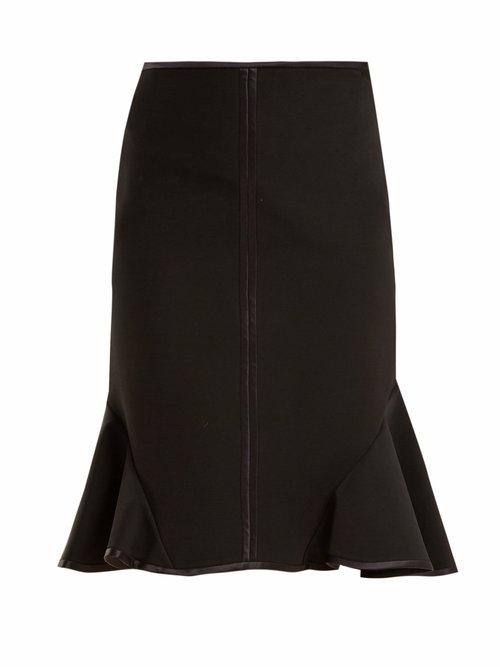 Matchesfashion.com Givenchy - Ruffle Trimmed Stretch Crepe Skirt - Womens - Black