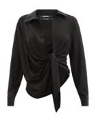 Ladies Rtw Jacquemus - Bahia Plunge-neck Tie Shirt - Womens - Black