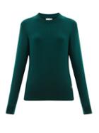 Matchesfashion.com Barrie - B Plaque Cashmere Sweater - Womens - Dark Green
