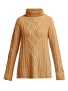 Queene And Belle Hester Cable-knit Cashmere Roll-neck Sweater