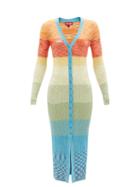 Staud - Shoko Buttoned Ribbed-knit Dress - Womens - Multi