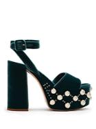 Miu Miu Stud-embellished Velvet Platform Sandals