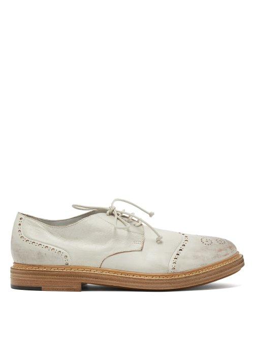 Matchesfashion.com Marsll - Gru Distressed Leather Brogues - Mens - White