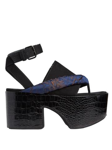 Ellery Kasumi Jacquard And Suede Flatform Sandals