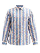 Matchesfashion.com Pro - Floral-print Striped Cotton Shirt - Mens - Blue Multi