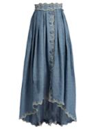 Luisa Beccaria Broderie-anglaise Linen-blend Skirt