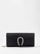 Gucci - Dionysus Crystal-clasp Grosgrain-satin Clutch Bag - Womens - Black
