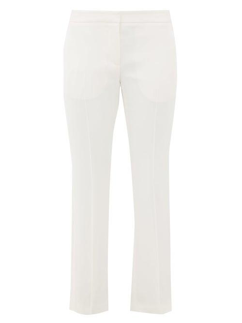Matchesfashion.com Alexander Mcqueen - Satin-trimmed Leaf-crepe Trousers - Womens - Ivory