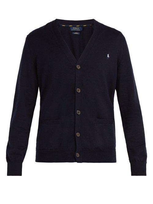 Matchesfashion.com Polo Ralph Lauren - Logo Embroidered Cardigan - Mens - Navy