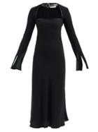 16arlington - Leith Leather-strap Crepe Midi Dress - Womens - Black