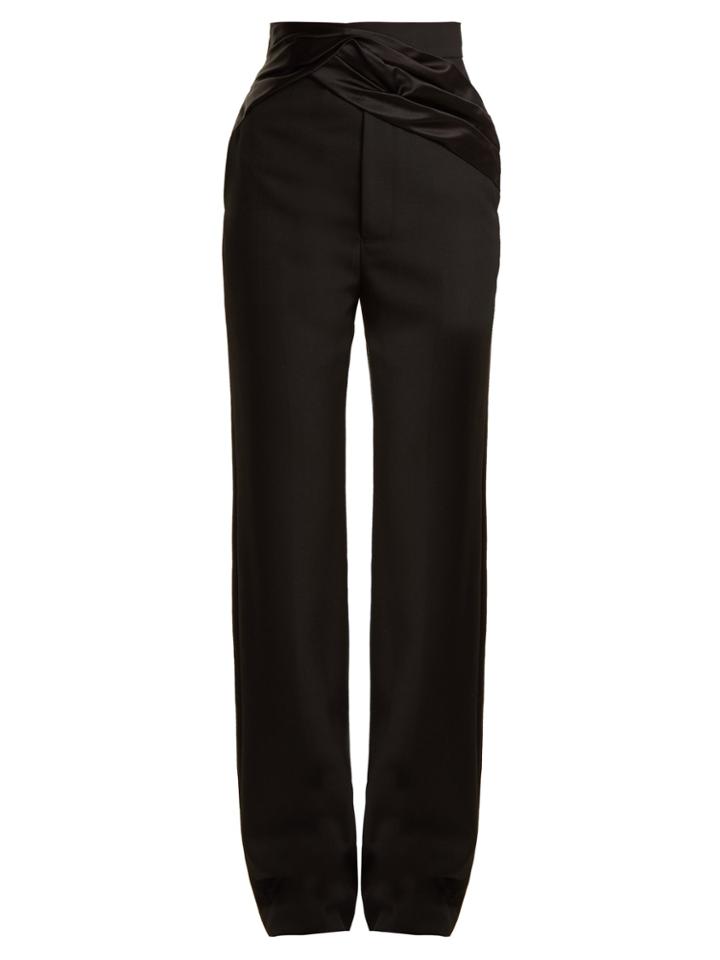 Haider Ackermann Calder Satin-panel Straight-leg Wool Trousers