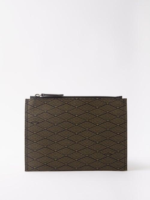 Mtier - Monogram-jacquard Linen-canvas Pouch - Mens - Black